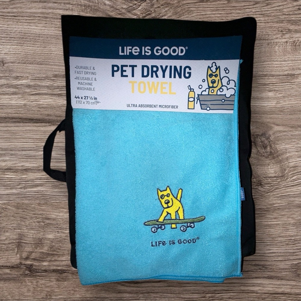Life Is Good Pet Drying Towel Dog Microfiber Ultra Absorbent 44x27.5 Rare - NEW